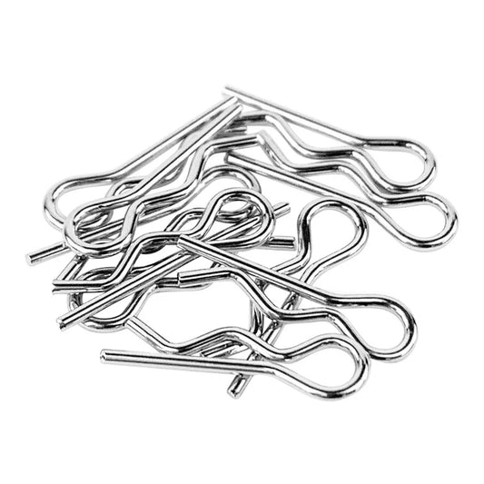 1up Racing Body Clips - Chrome - 10pcs 10301 1/10th medium size 10301