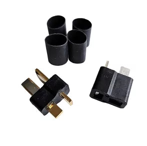 Deans #1313 Ultra Plug Black, Male & Female Pair, with 1/4" Heat Shrink, for 10-12 Gauge Wire