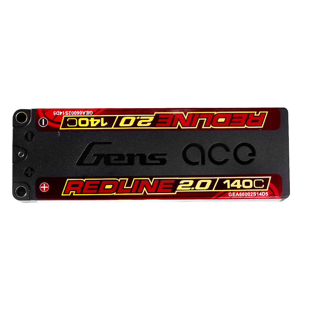 Gens ace 6600mAh 2S 7.6V 140C HardCase 131# Redline 2.0 Series Lipo Battery with 5.0mm bullet GEA66002S14D5