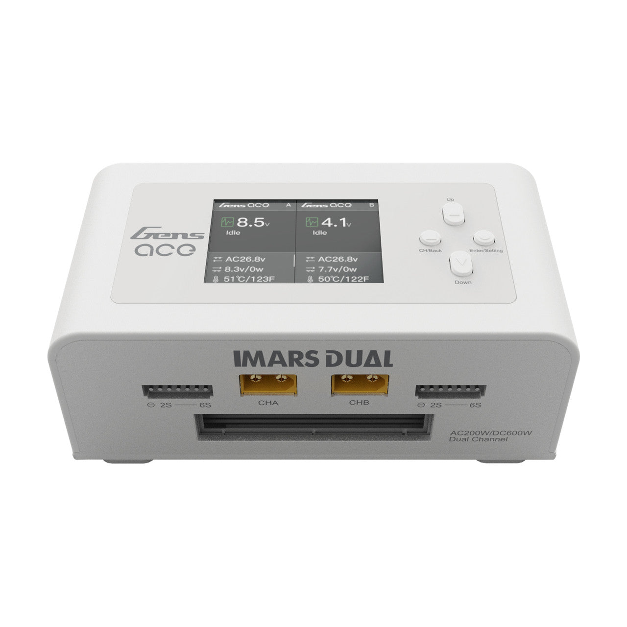 Gens ace iMars Dual Channel AC200W/DC300Wx2 Balance Charger White GEA200WDUAL-UW
