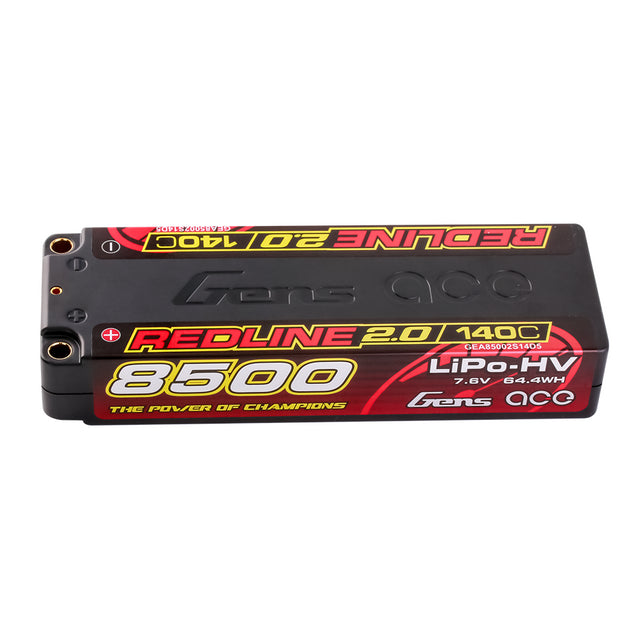 Gens ace 8500mAh 2S 7.6V 140C HardCase 58# Redline 2.0 Series Lipo Battery with 5.0mm bullet GEA85002S14D5
