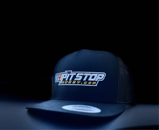 PitStop Hobby Black hat with logo in Orange stitch #psh2025h