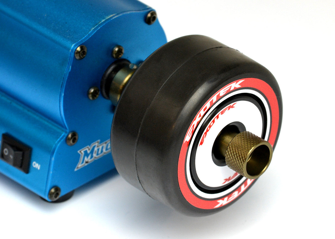 TIRE SANDER ARBOR SET, for 12mm hex (1/10), 14mm hex (F1) and 10mm front wheels EXO2101