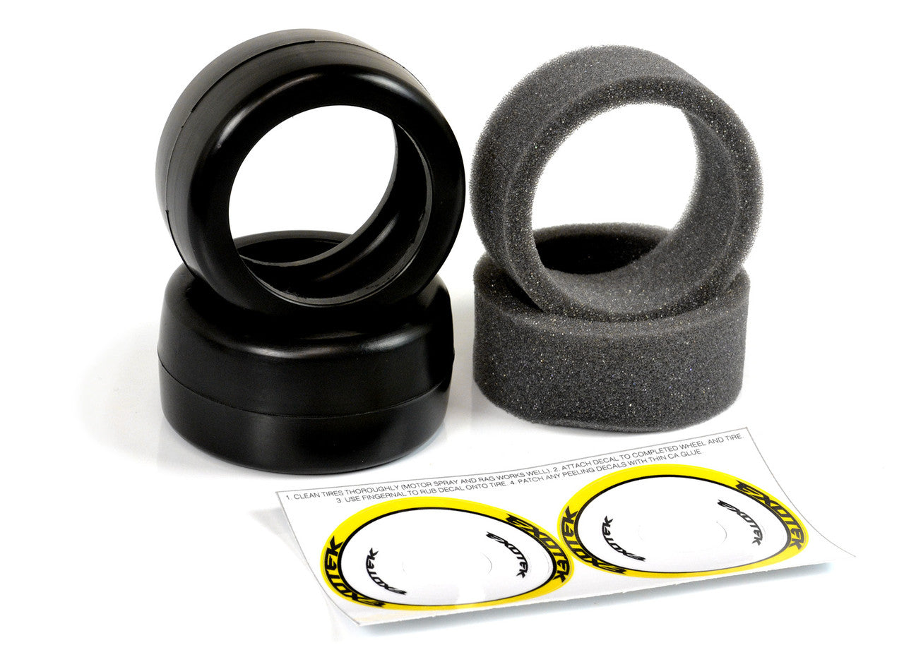 F1 1/10 RUBBER TIRES- FRONT v2 40X (YELLOW-FIRM) 1 pair belted rubber tires with foams EXO2193