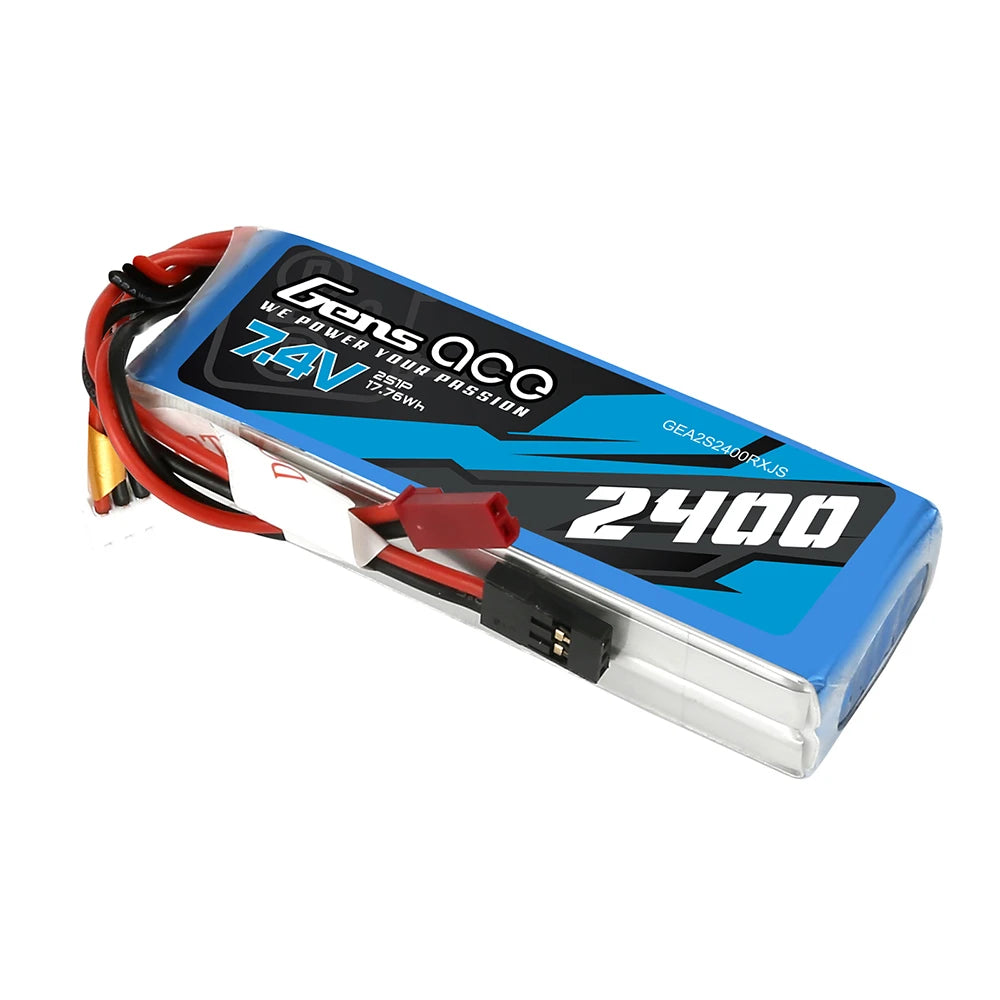 Gens ace 2400mAh 2S 7.4V RX Lipo Battery Pack with JST-SYP Plug GEA2S2400RXJS