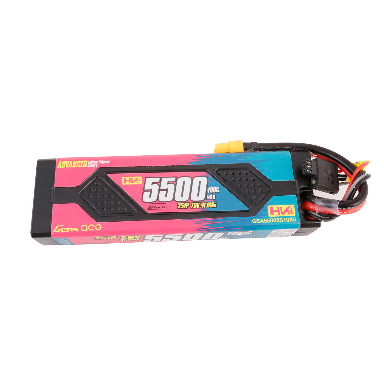 Gens ace 5500mAh 2S 7.6V 100C HardCase Advanced Lipo Battery Pack with XT60 Plug GEA55002S10X6