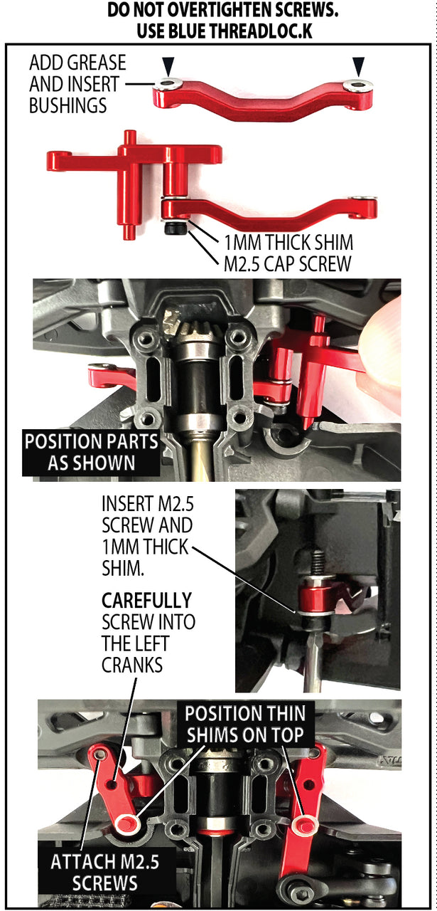 Losi NASCAR / GROM RACING HD STEERING SET by Exotek heavy duty 7075 EXO2299