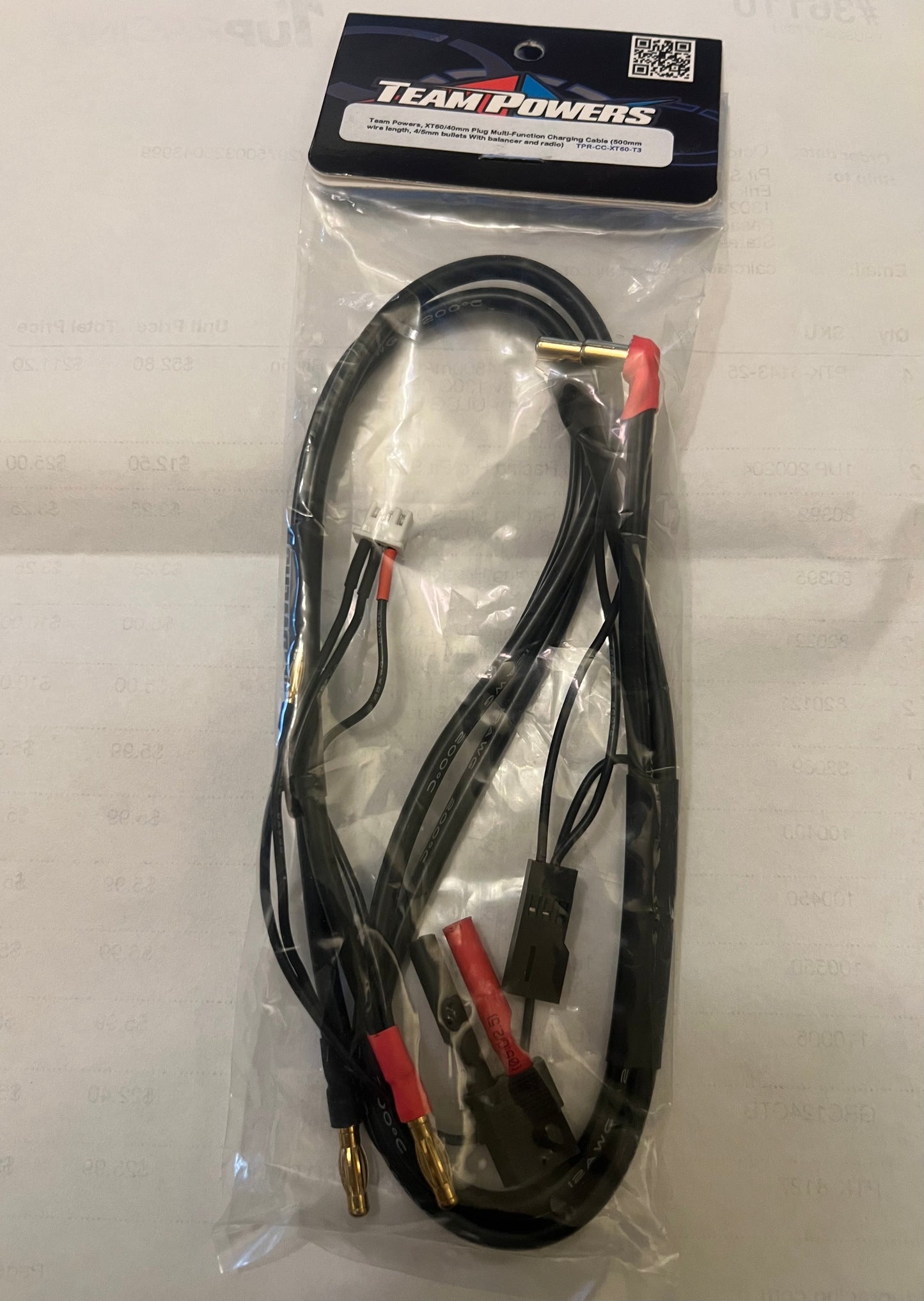 TPRCCXT60T3 Team Powers Charge Cable XT60 (4/5mm Bullets & Radio Battery Plug)
