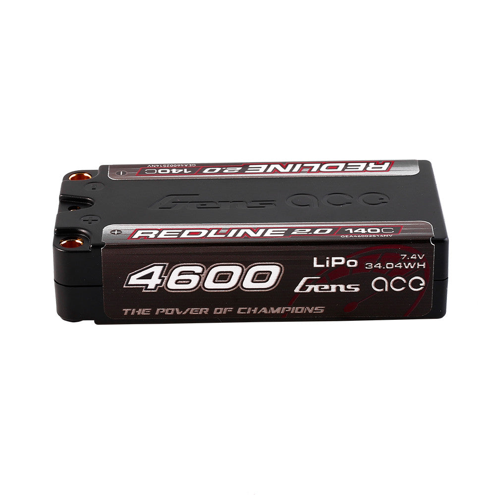 Gens ace 4600mAh 2S 140C 7.4V HardCase 64# Redline 2.0 Series Lipo Battery with 5.0mm bullet GEA46002S14NV
