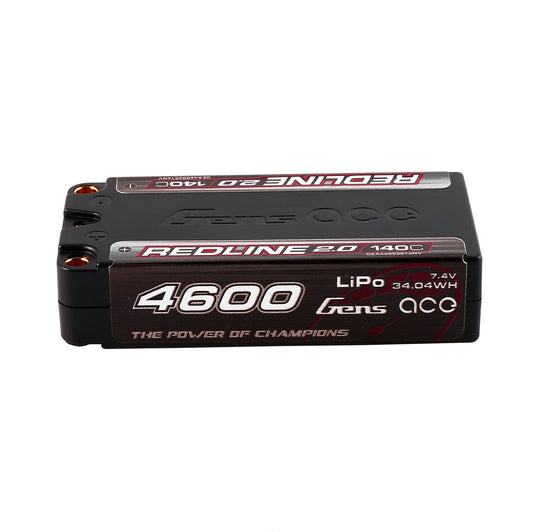 Gens ace 4600mAh 2S 140C 7.4V HardCase 64# Redline 2.0 Series Lipo Battery with 5.0mm bullet GEA46002S14NV