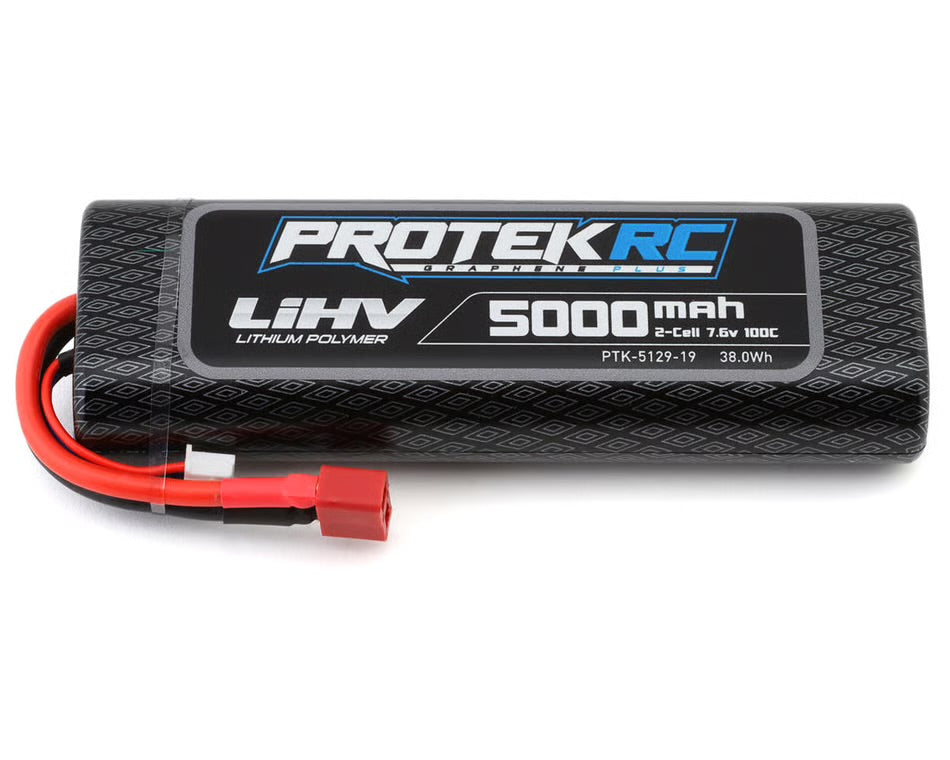 ProTek RC 2S 100C Si-Graphene + HV LiPo Stick Pack TCS Battery (7.6V/5000mAh) w/T-Style Connector (ROAR Approved Ptk5129-19
