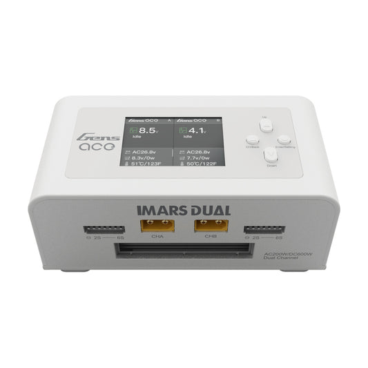Gens ace iMars Dual Channel AC200W/DC300Wx2 Balance Charger White GEA200WDUAL-UW