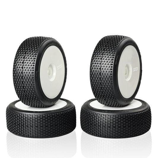 TZO C10 BUGGY Control Tire Soft Compound Pre Glued Set (White wheels) 4pcs TZC10S-W