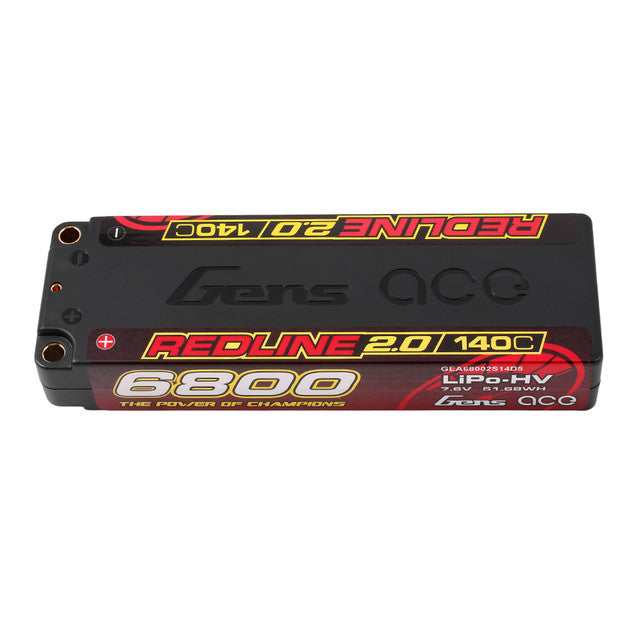 Gens ace 6800mAh 2S 7.6V 140C HardCase 57# Redline 2.0 Series Lipo Battery with 5.0mm bullet GEA68002S14D5