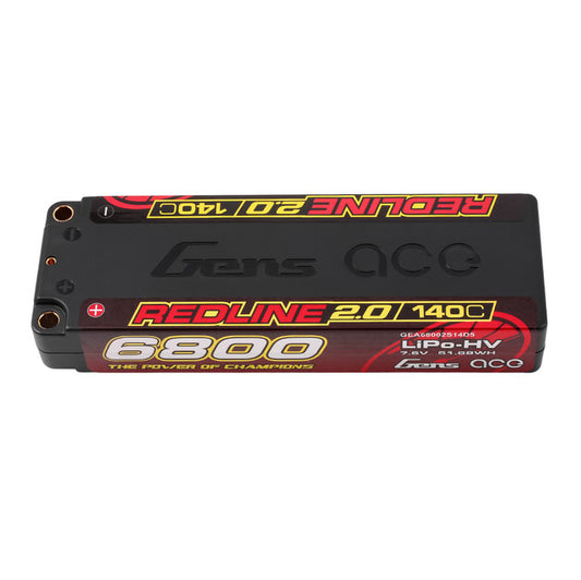 Gens ace 6800mAh 2S 7.6V 140C HardCase 57# Redline 2.0 Series Lipo Battery with 5.0mm bullet GEA68002S14D5