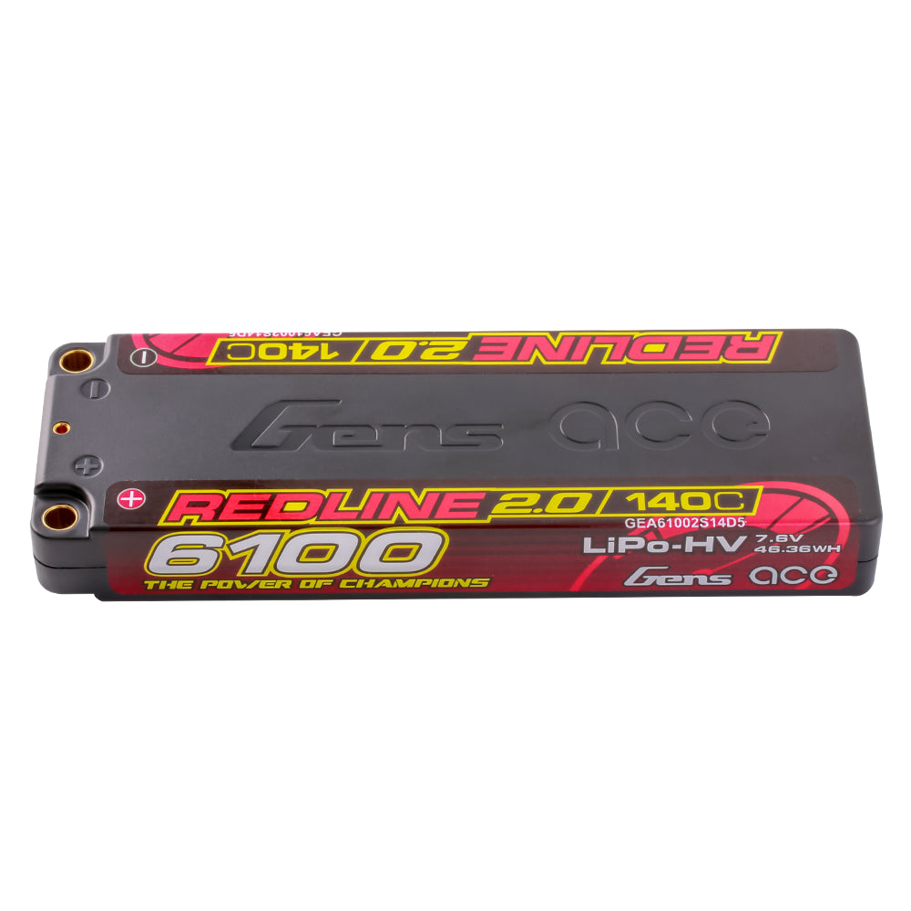 Gens ace 6100mAh 2S1P 140C 7.6V HardCase HV Redline 2.0 Series Lipo Battery GEA61002s14D5