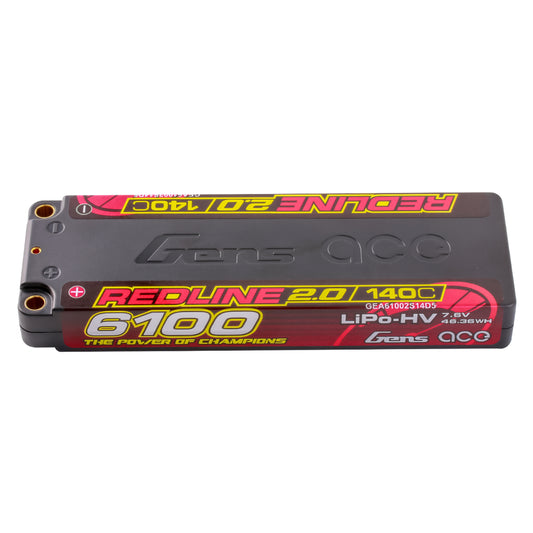 Gens ace 6100mAh 2S1P 140C 7.6V HardCase HV Redline 2.0 Series Lipo Battery GEA61002s14D5