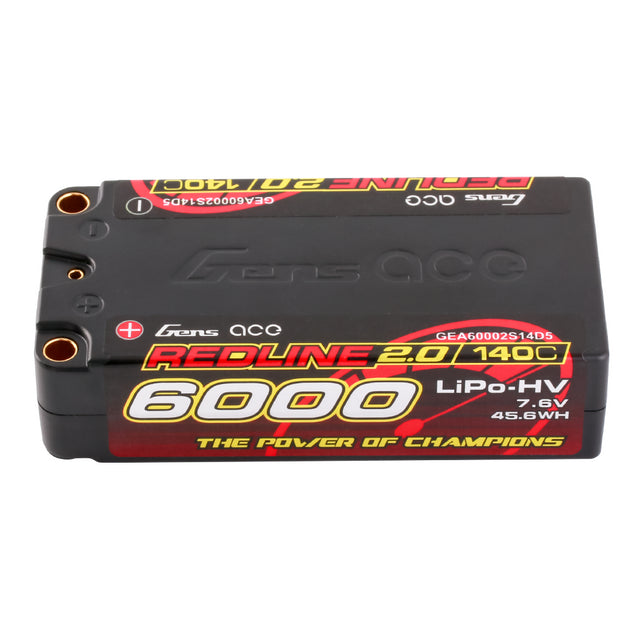 Gens ace 6000mAh 2S2P 140C 7.6V HardCase HV Redline 2.0 Series Shorty Lipo Battery GEA60002S14D5