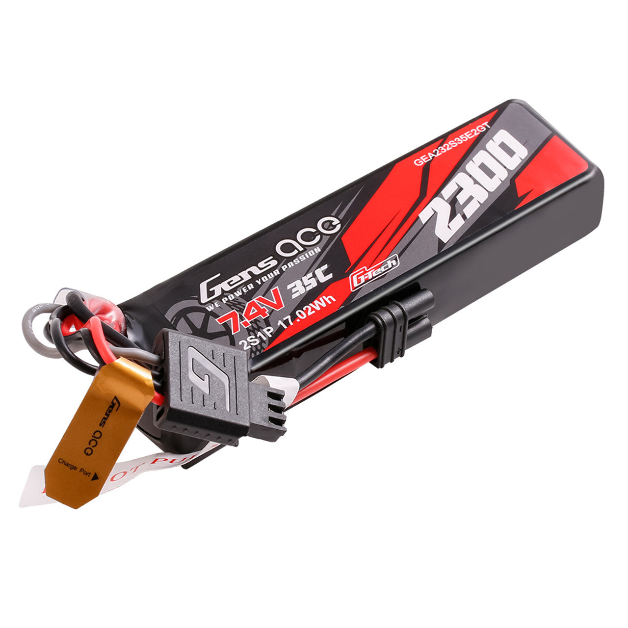 Nascar 2s Lipo GEA232S35E2GT 
Gens ace G-Tech 2300mAh 2S 35C 7.4V Lipo Battery Pack with IEC2 Plug