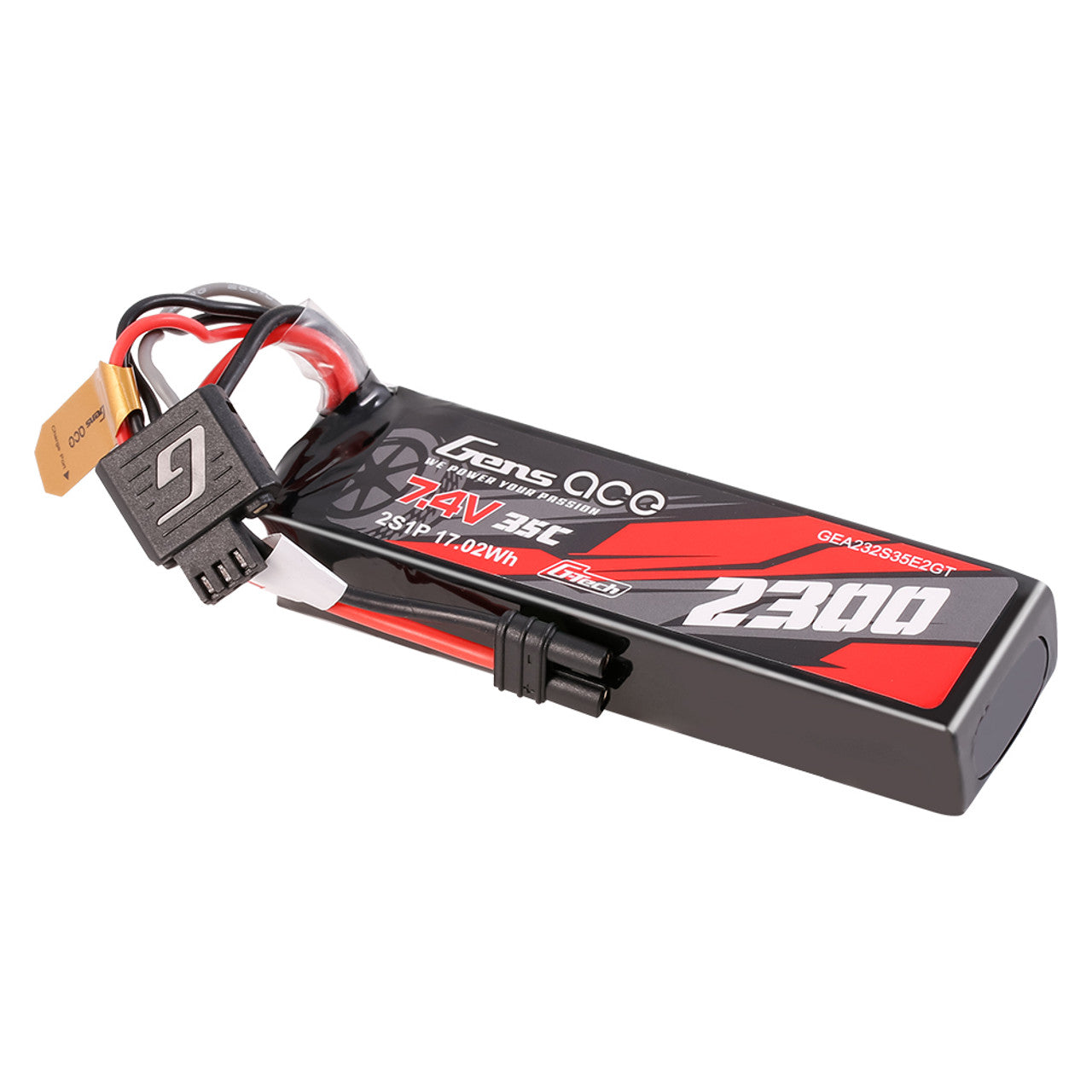 Nascar 2s Lipo GEA232S35E2GT 
Gens ace G-Tech 2300mAh 2S 35C 7.4V Lipo Battery Pack with IEC2 Plug