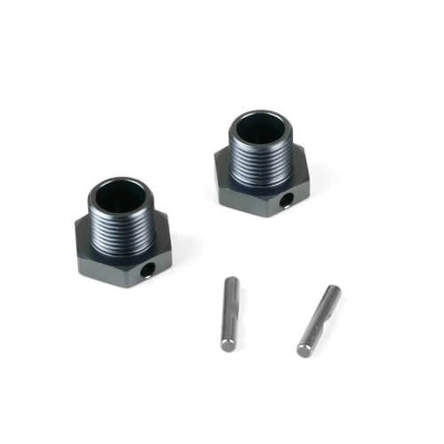 TKR9674 – Wheel Hubs (+1mm offset, 17mm, gun metal ano, w/pins, 2pcs) Tekno 9674